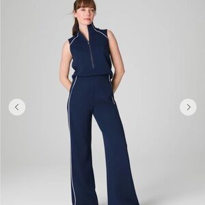 SPANX Navy Zip-Front Jumpsuit